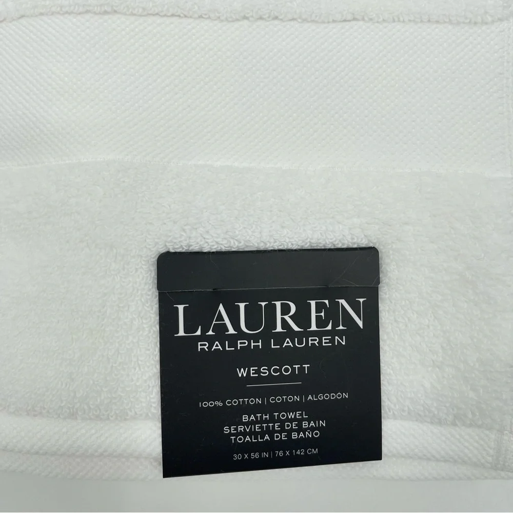 Lauren Ralph Lauren Wescott sailcloth White Bath Towels Lot of 2 NWT
